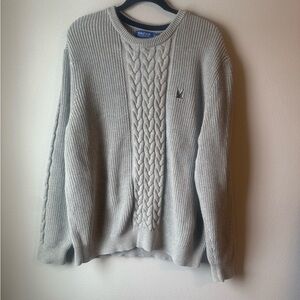 Nautica Men's Light Gray Cable Knit Crewneck Sweater